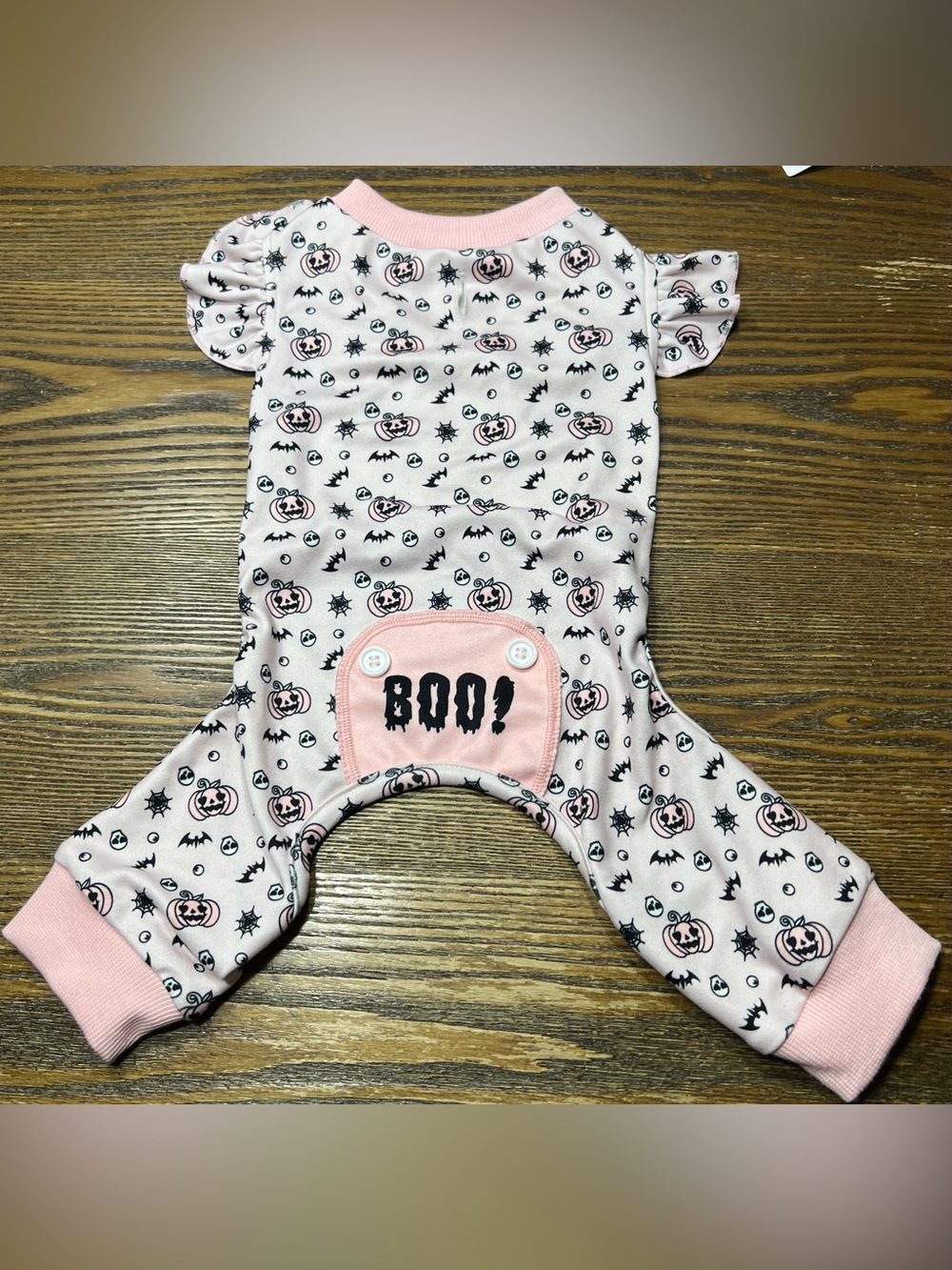 Pink Halloween 'Boo!' One-Piece Pajamas for Dog - Worn Once - L